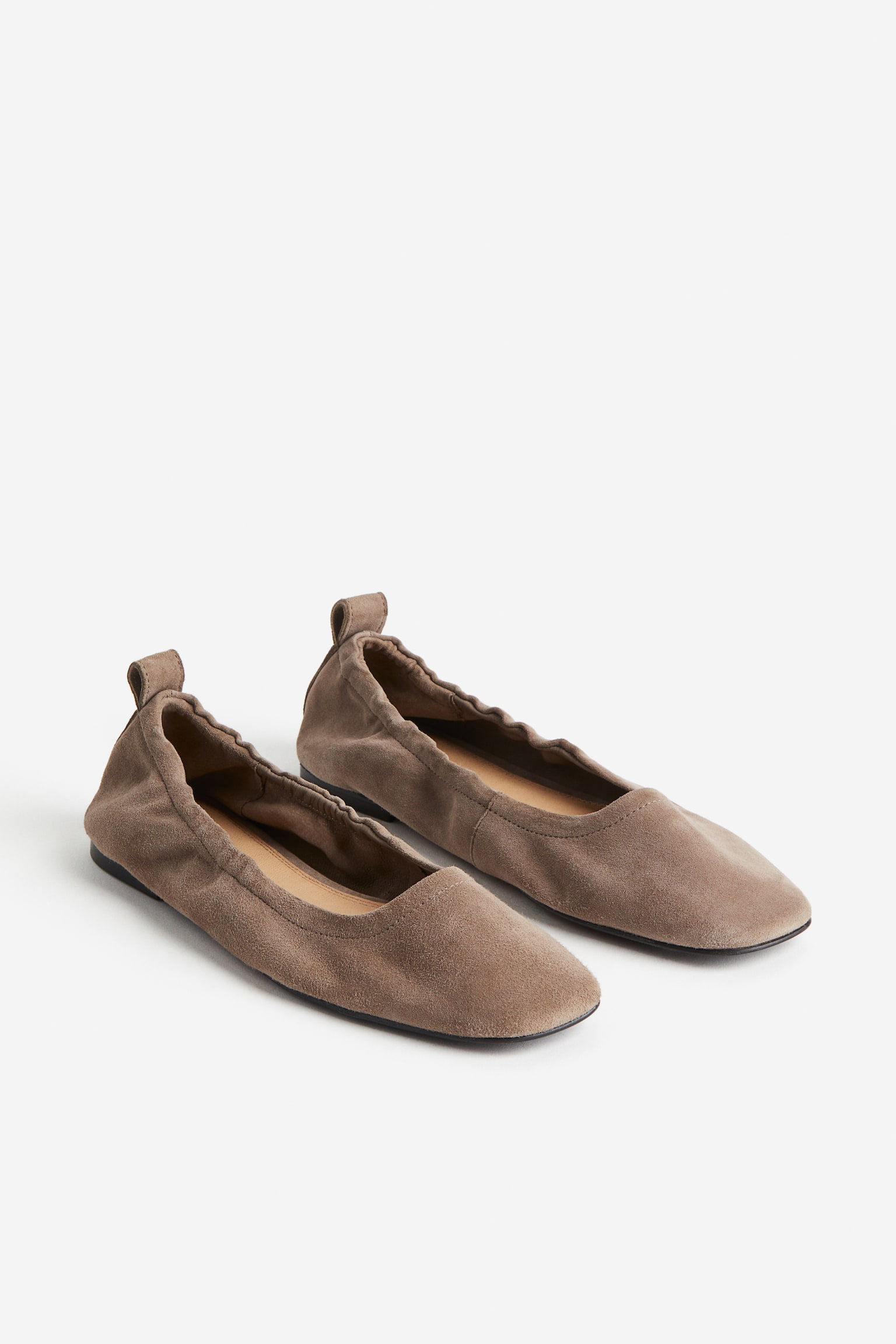 Suede ballet pumps - Dark beige/Black - 4