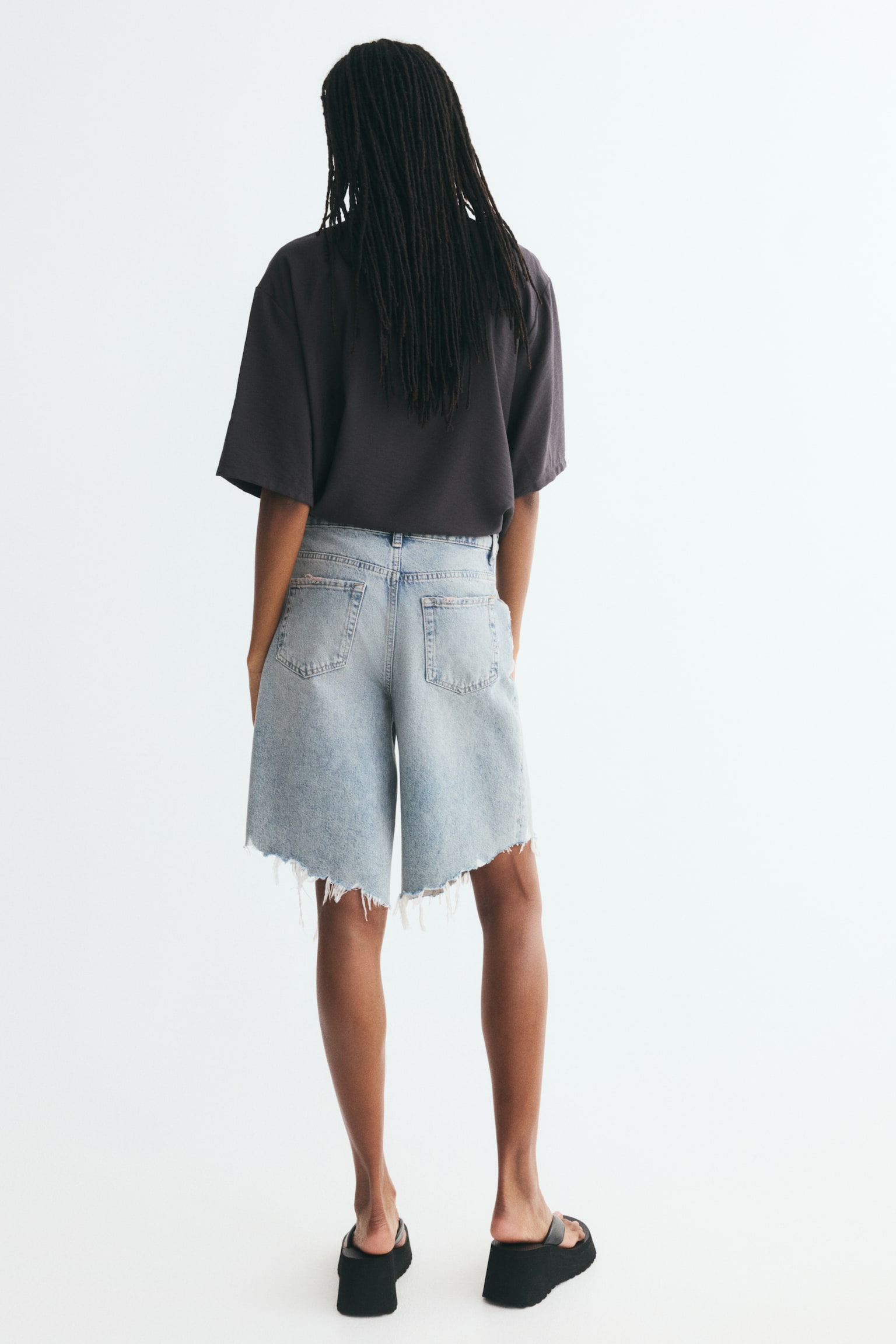 Женская рубашка H&M Stand-Up-Collar Cargo, цвет: Тёмный серый — фото 5