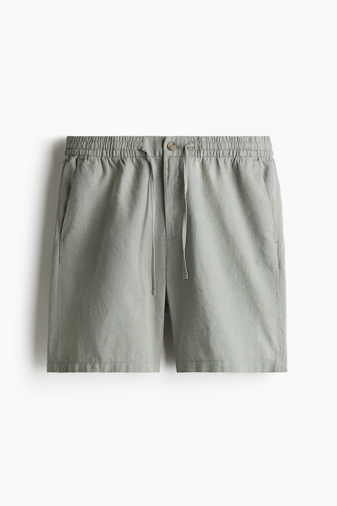 Regular Fit Linen-blend shorts - Sage green/Navy blue/Black/Cream/Dark beige - 1