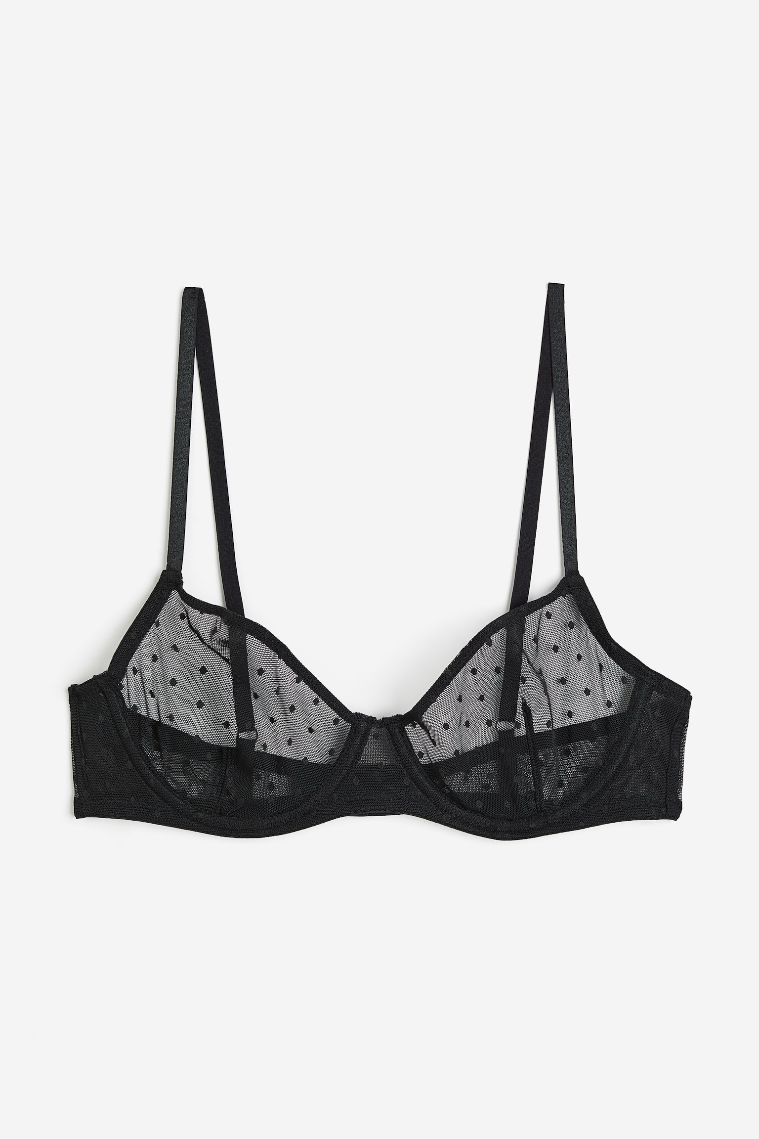 Non-padded underwired mesh bra - Black/White - 1