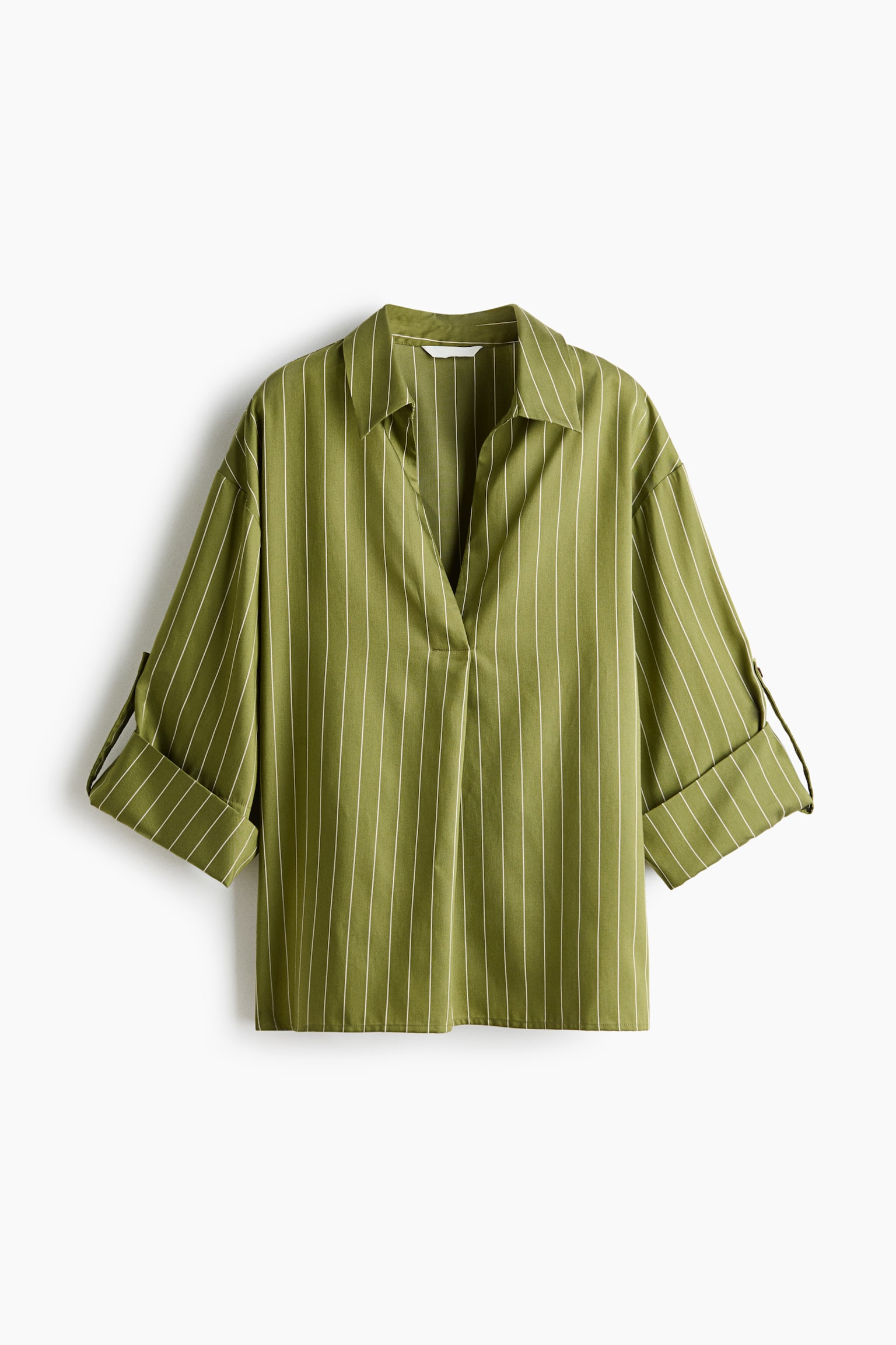 Oversize Popover Gömlek - Olive green/Striped/Krem/Lacivert çizgili/Kırmızı/Çizgili/Krem/Çizgili/Krem