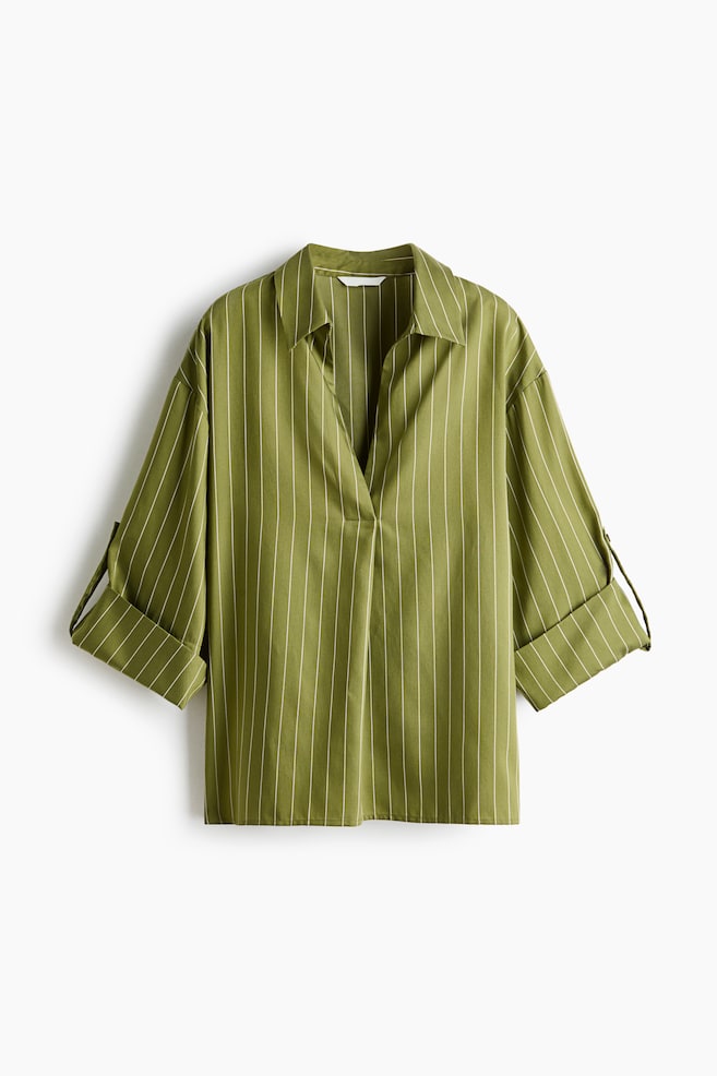 Oversized popover shirt - Olive green/Striped/Red/Striped/Cream/Navy blue striped/Cream/Cream/Striped - 1