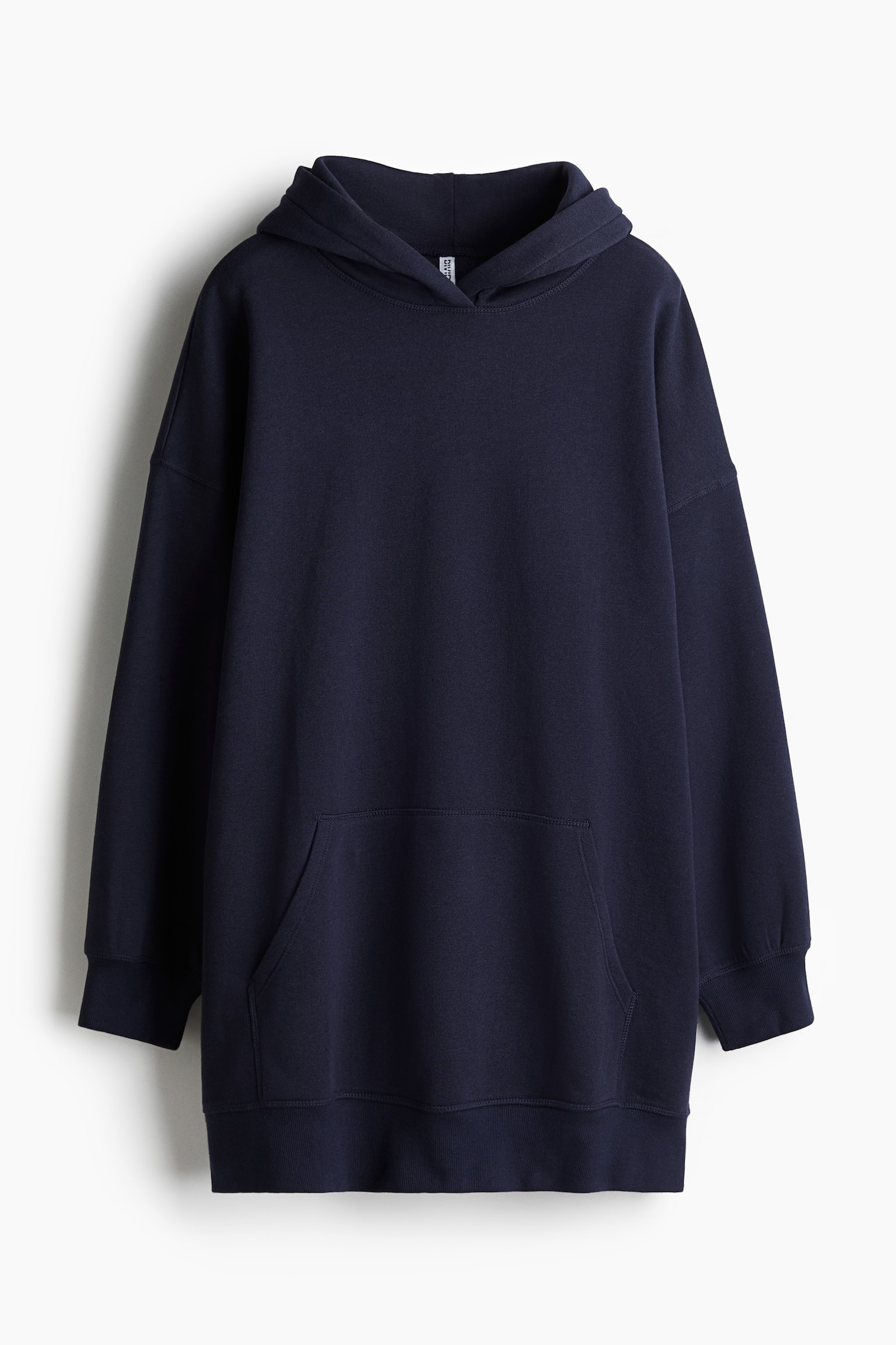 Hooded cotton dress - Navy blue/Dark brown/Black/Light grey marl - 2