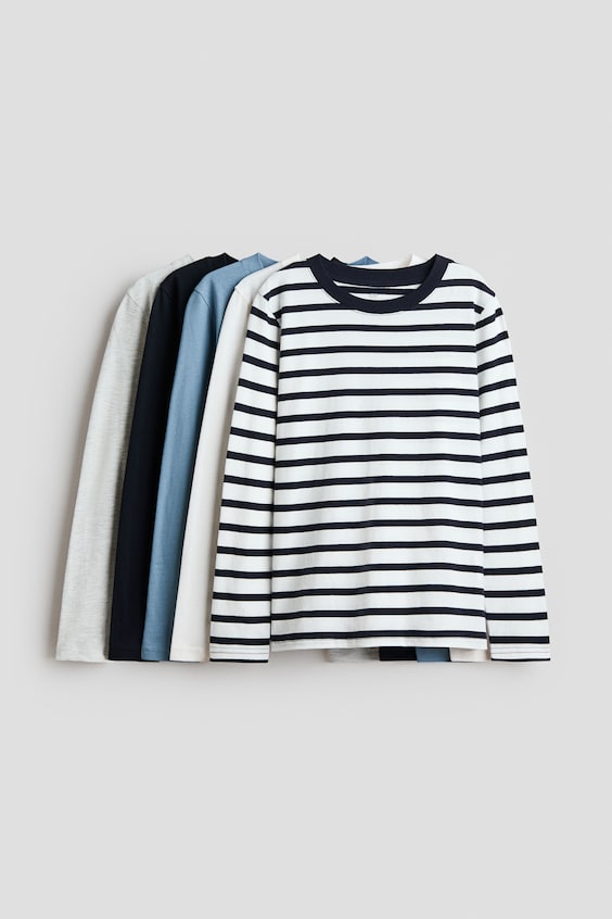 Детские футболки H&M 5-Pack Long-Sleeved Cotton T-Shirts