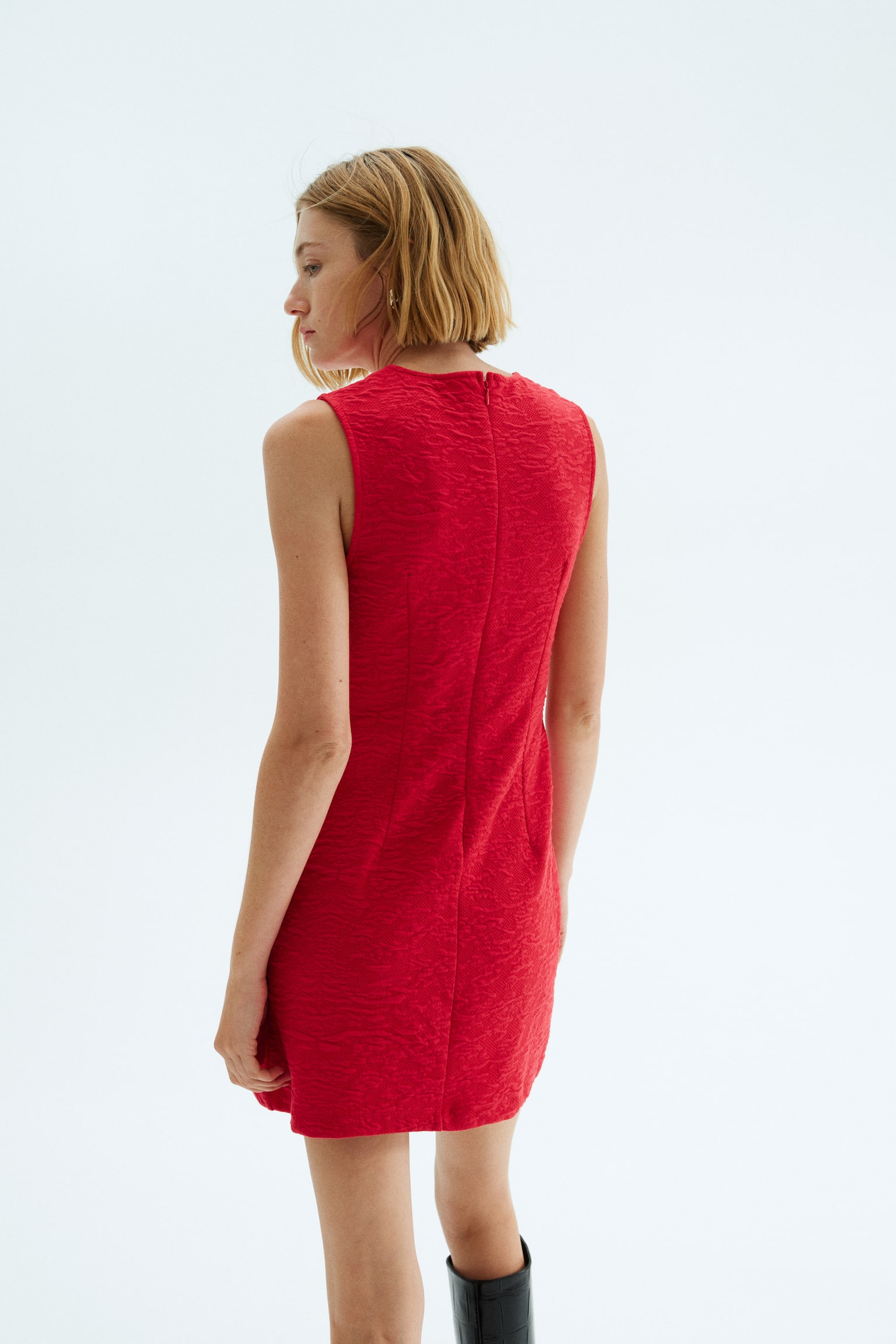 Kolsuz Elbise - Parlak kırmızı/Koyu kahverengi/Siyah - 4