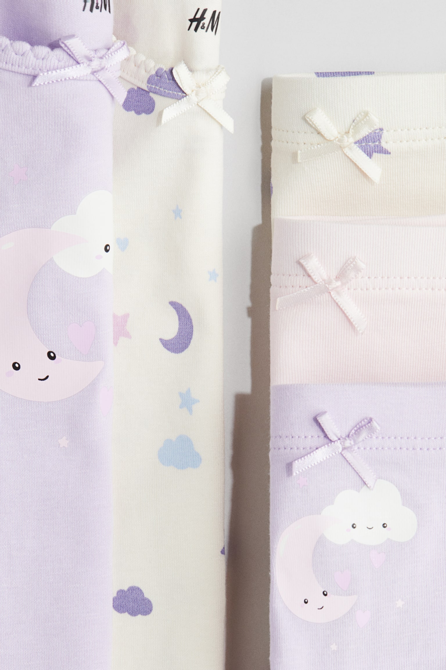 5-piece cotton set - Light purple/Clouds/Pink/Hearts - 2