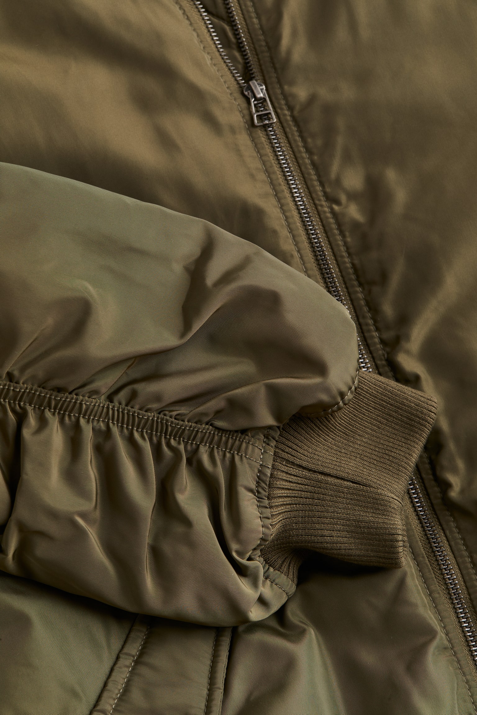 Oversized bomber jacket - Dark khaki green/Dark beige - 2