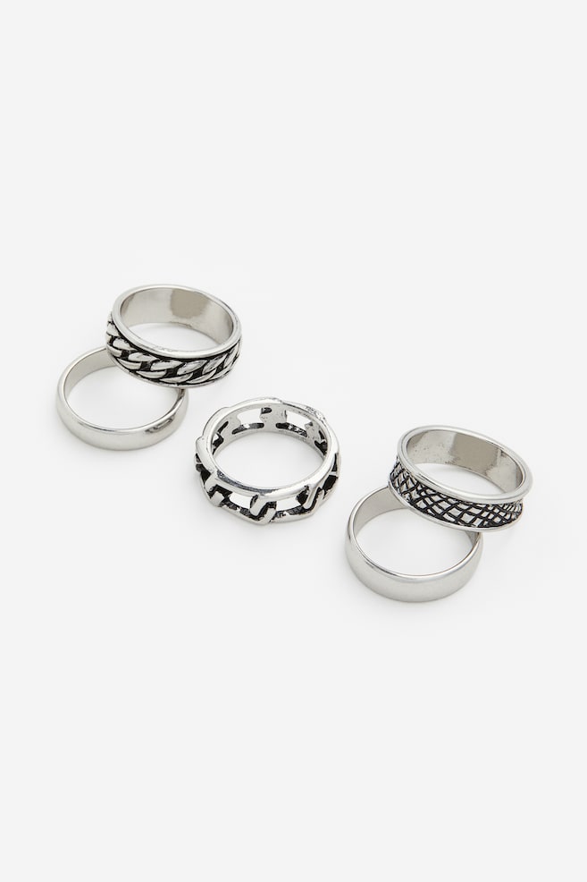 5-pack rings - Silver-coloured - 1