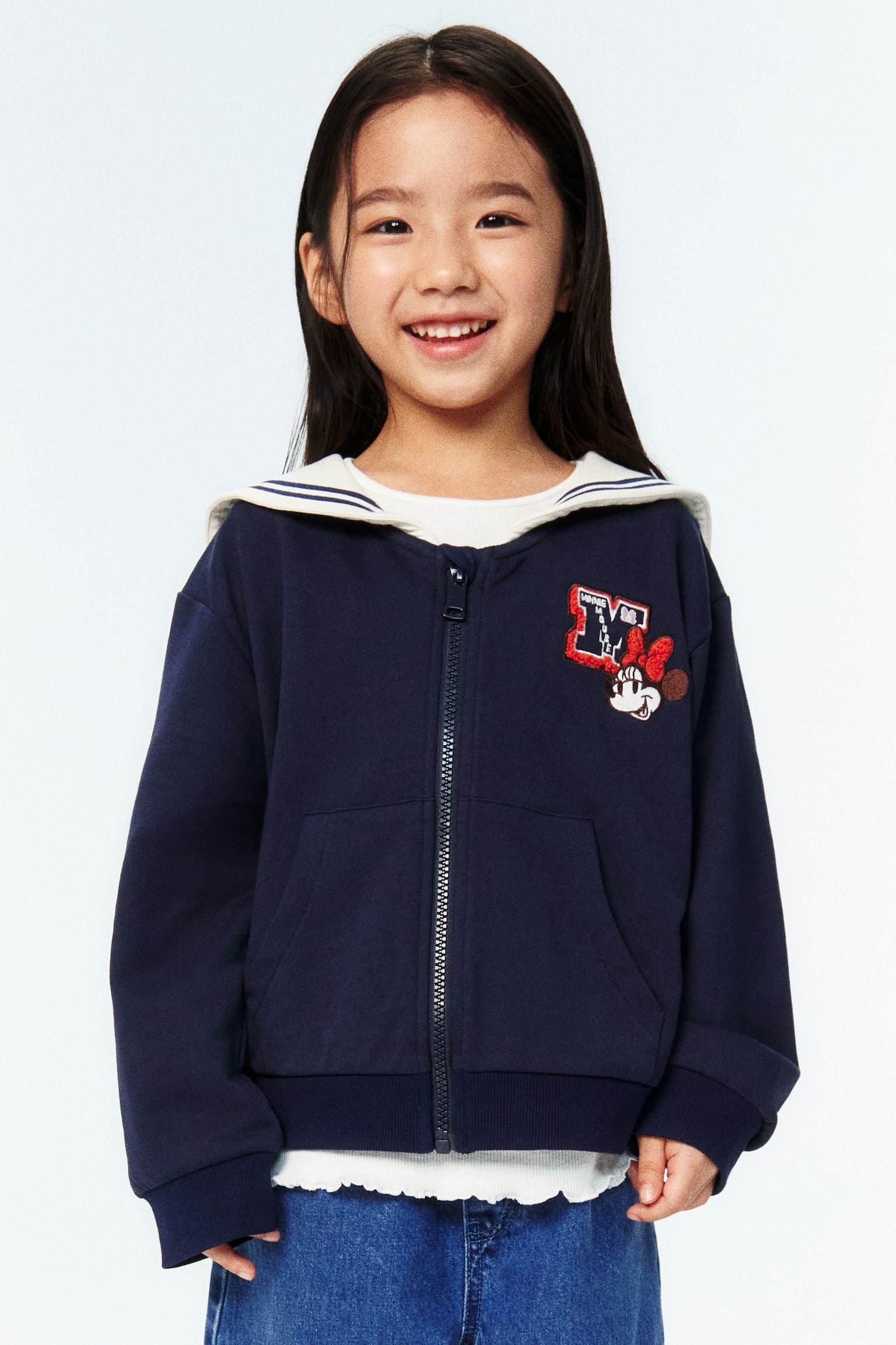 Sweatshirt Jacket with Sailor Collar - Navy blue/Minnie Mouse - 1