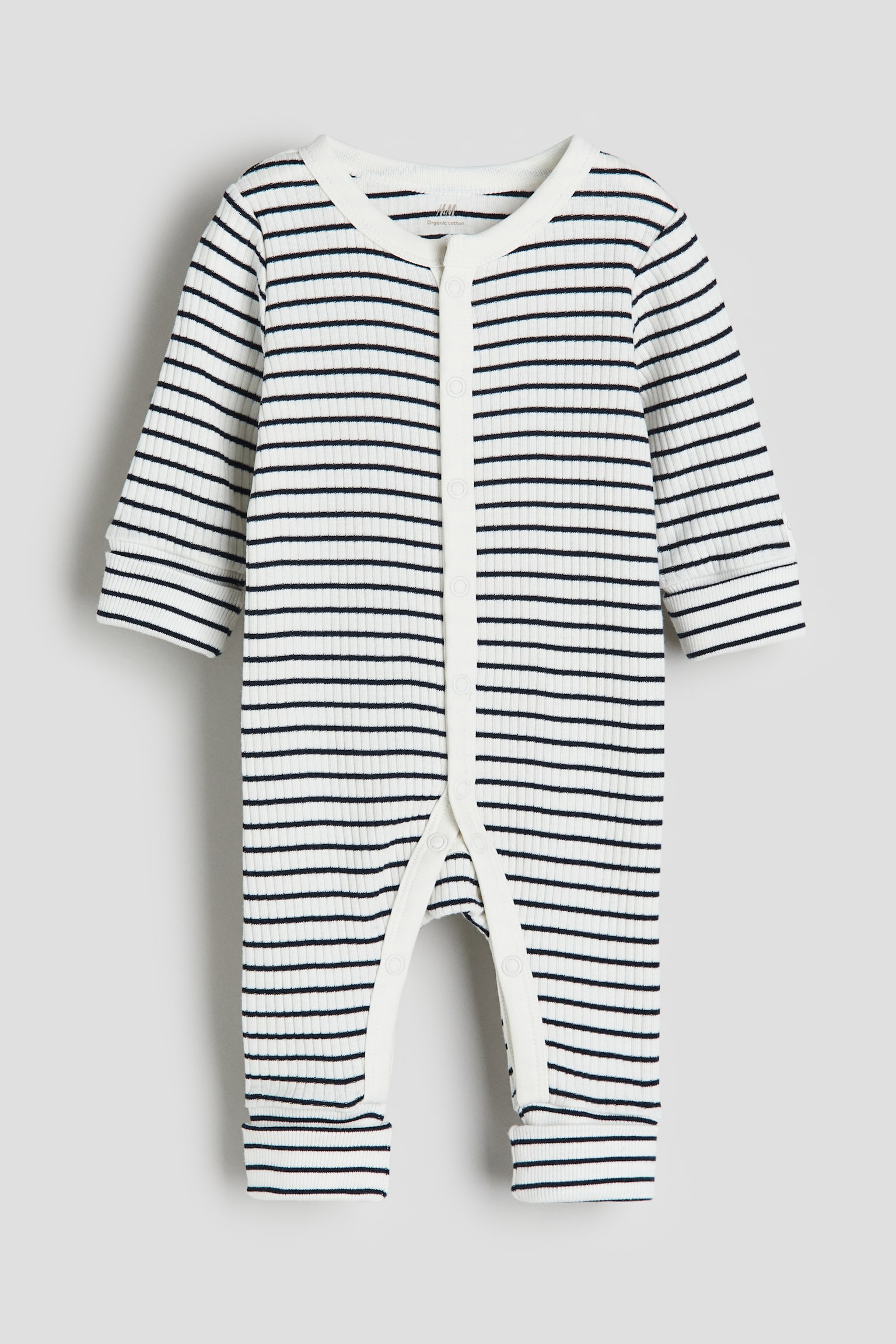 Adjustable fit romper suit - White/Blue striped/Beige - 1