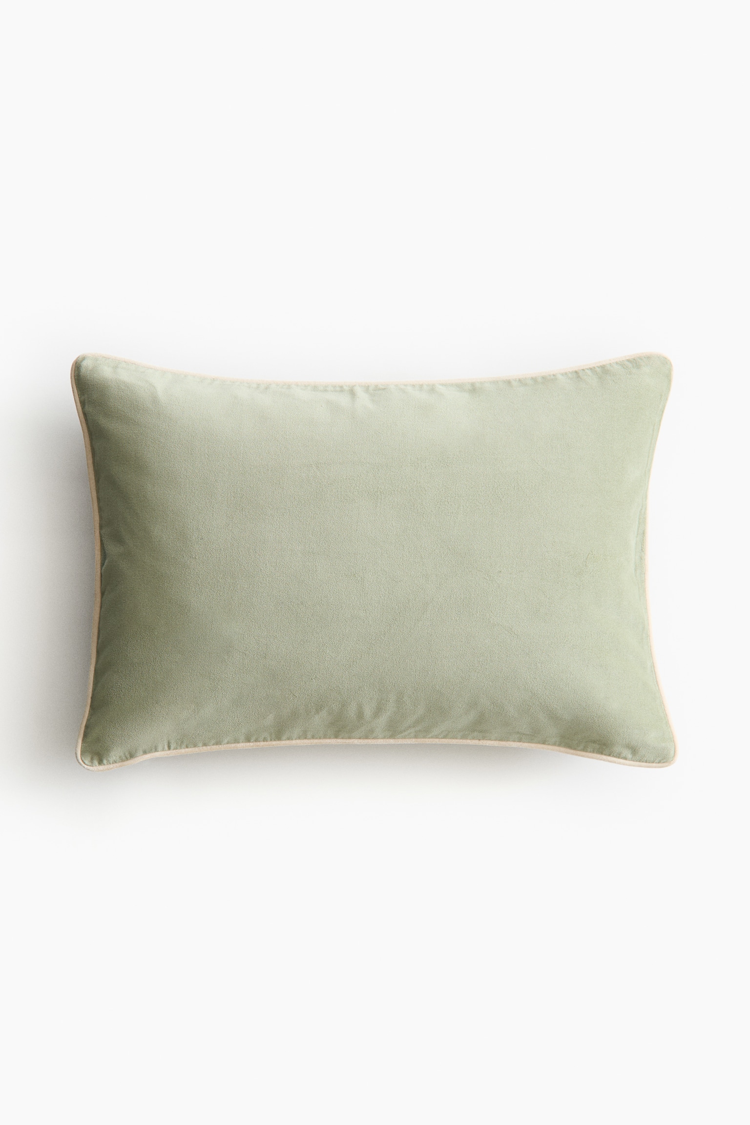 Piping-detail velvet cushion cover - Verde claro/Beige grisáceo/Beige claro/Marrón/Rosa de antaño/Rosa empolvado - 1