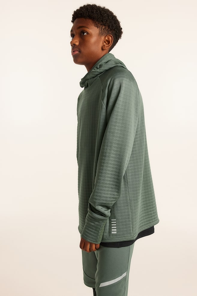 DryMove™ Mid layer hooded sports top - Dark khaki green - 1