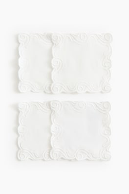 4-pack glasunderlägg med broderier
