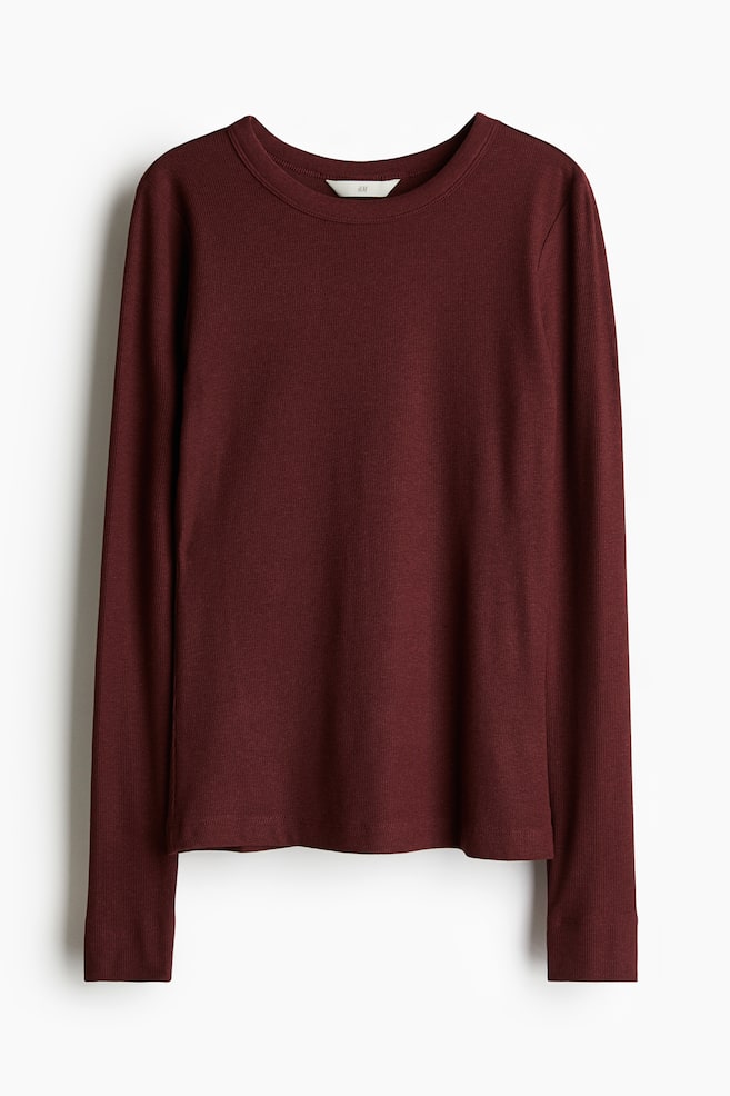 Maglia a costine misto modal - Bordeaux/Nero/Bianco/Marrone scuro/Beige scuro/Blu polvere chiaro - 1