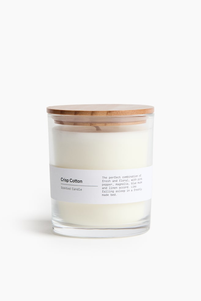 Wood-lid scented candle - Crisp Cotton/Sublime Patchouli/Vintage Woods/Sage Serenity - 1