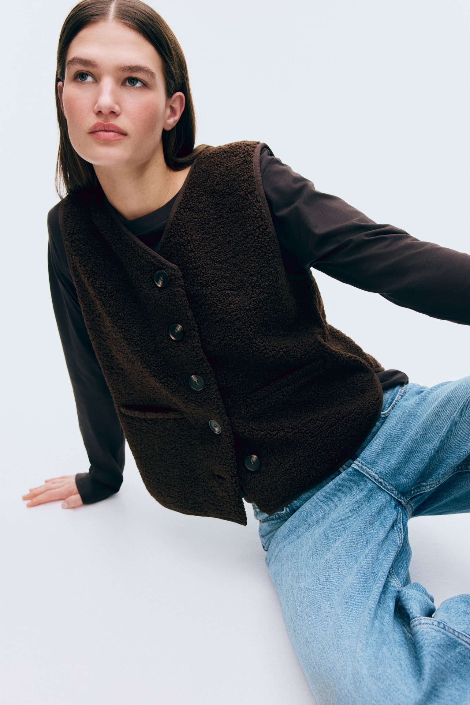 וסט טדי - חום כהה - 3