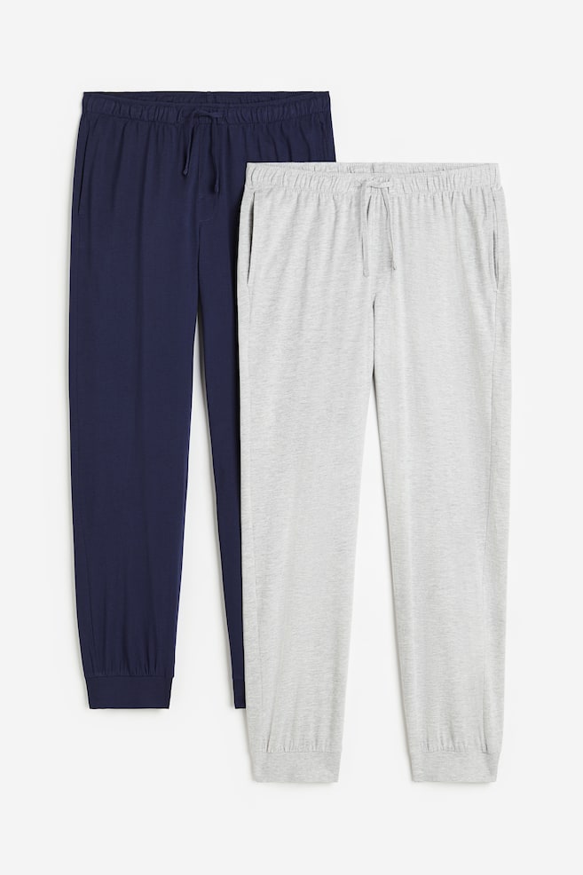 2-pack Regular Fit pyjama bottoms - Light grey marl/Navy blue/Black/Dark grey marl/Grey/Grey marl - 2