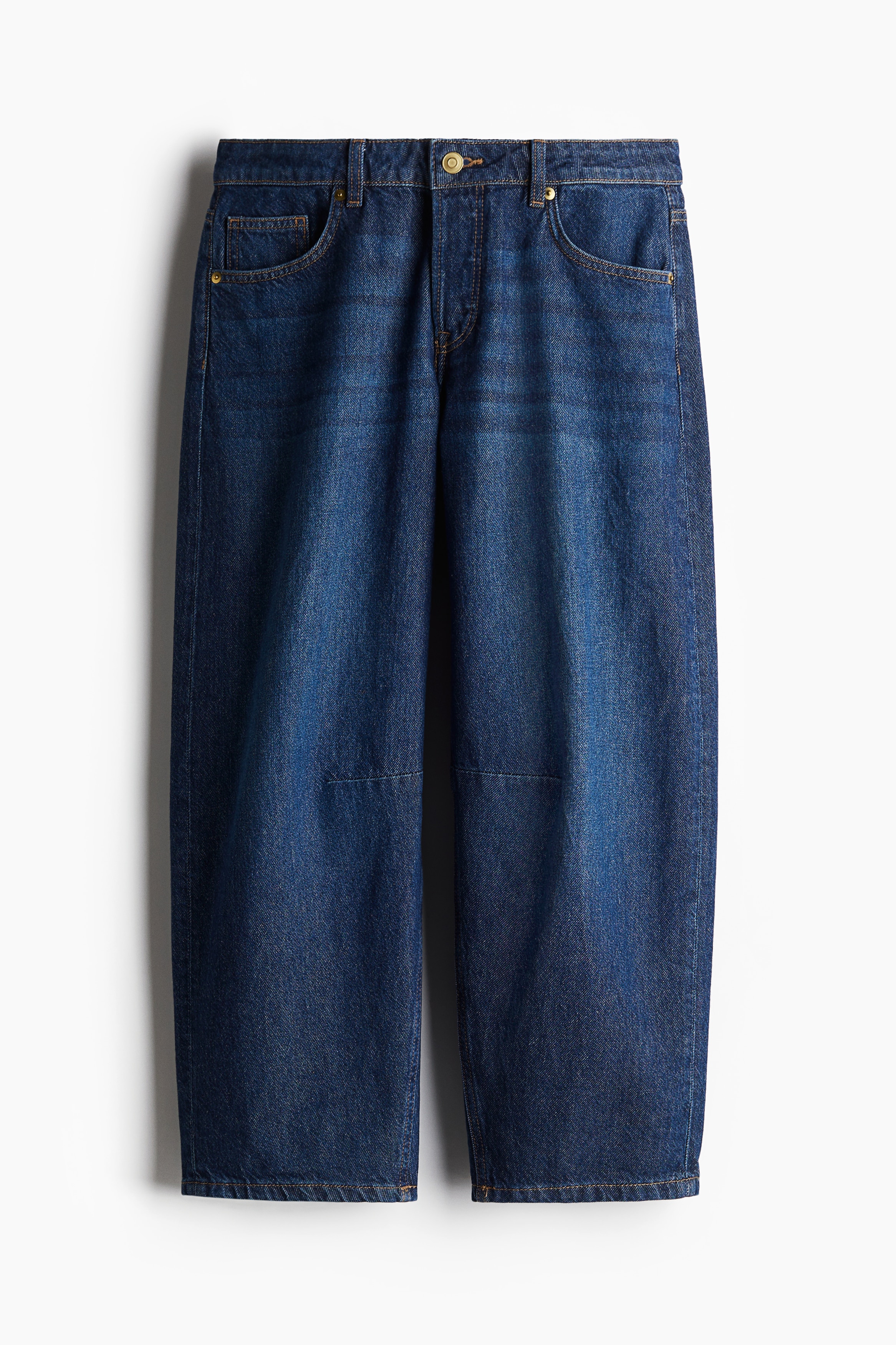 Barrel Regular Cropped Jeans - Donker denimblauw/Zwart