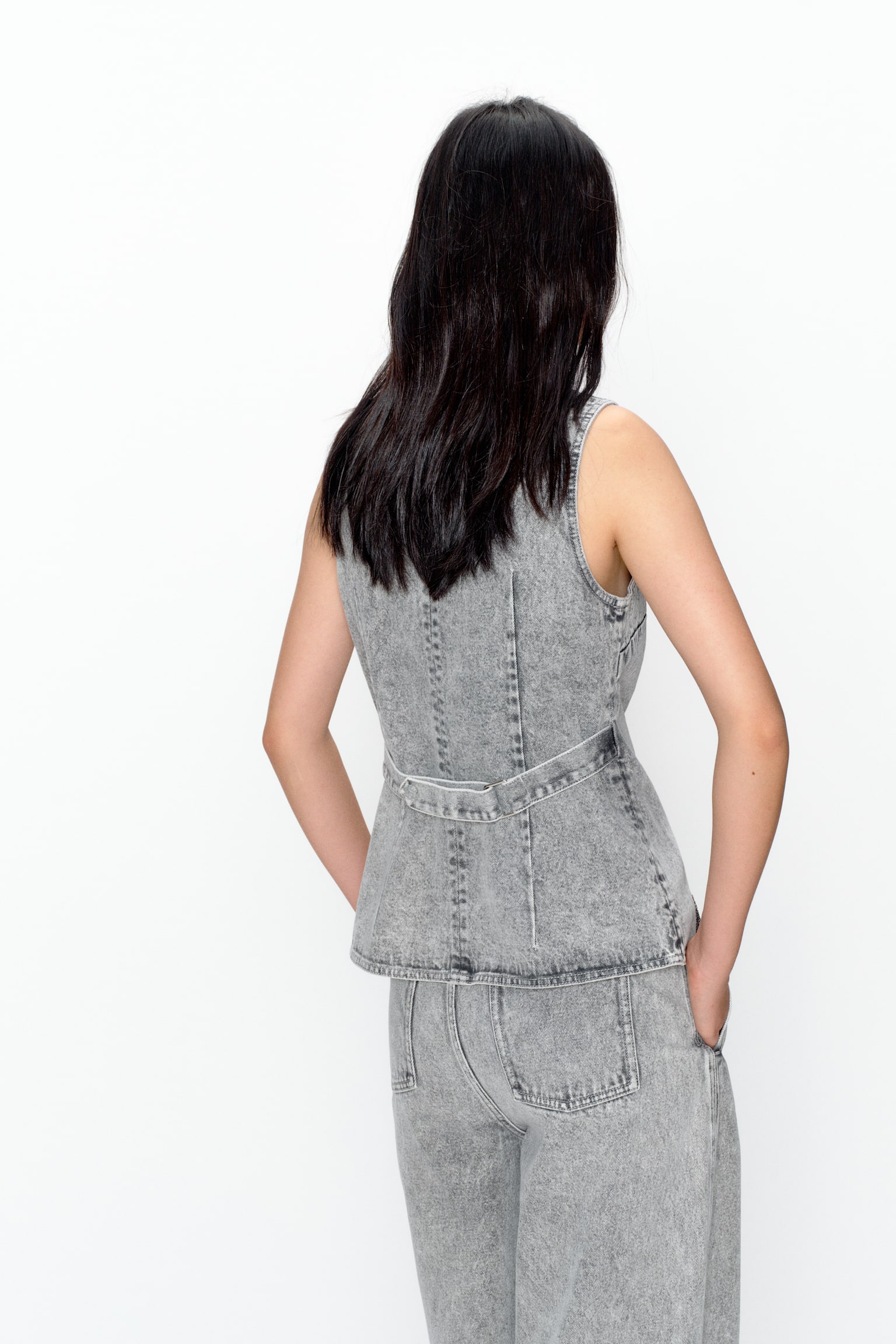 Bead Trim Denim Vest - Denim grey - 4