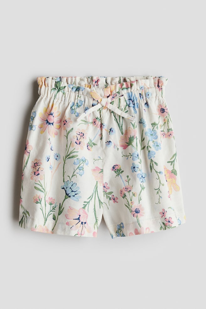 Paper bag shorts - White/Floral/Cream/Floral/Light pink/Fruits/Light denim blue - 1
