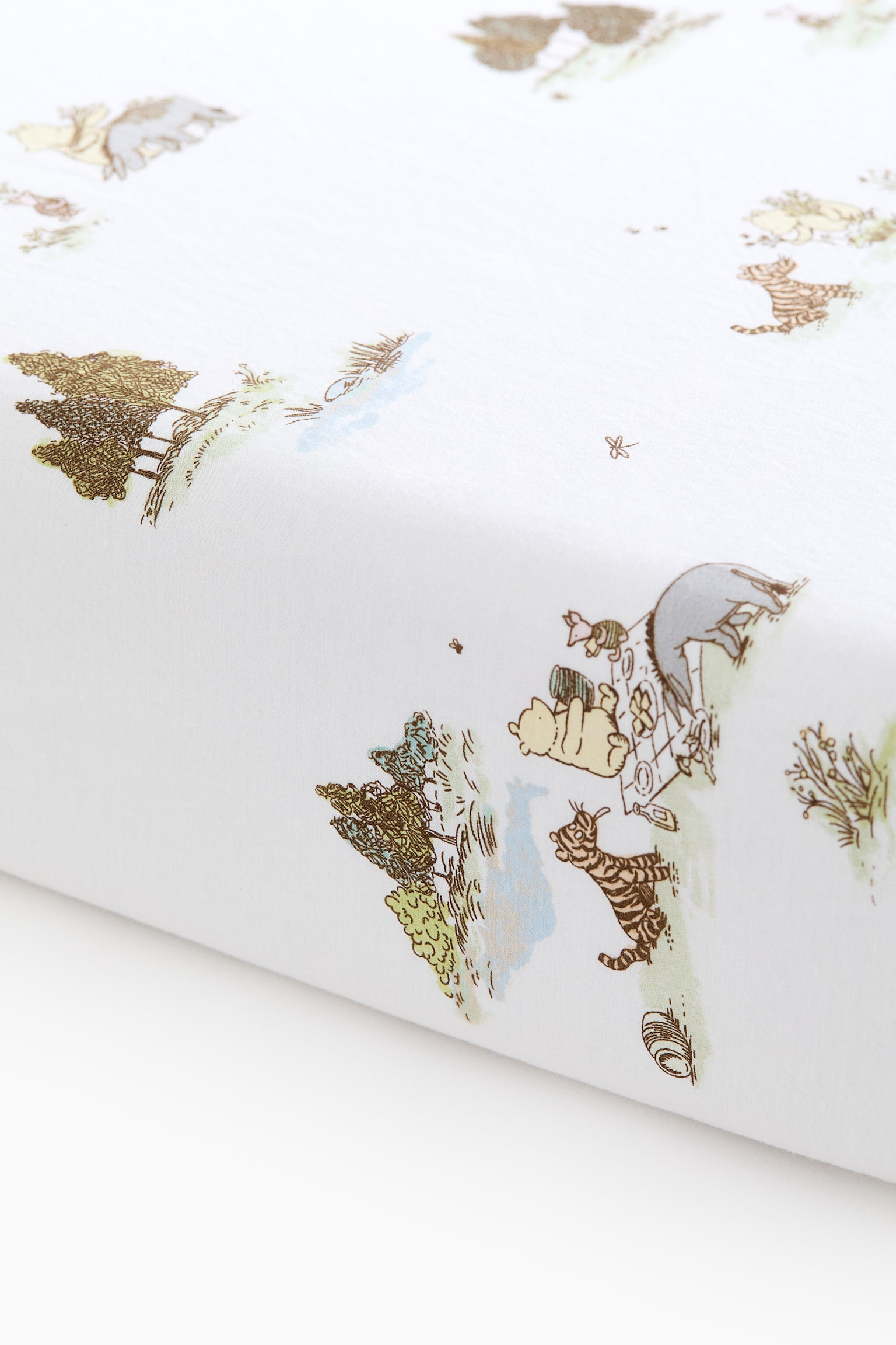 Patterned Percale Fitted Sheet - Light green/Winnie the Pooh/Light blue/Winnie the Pooh - 1