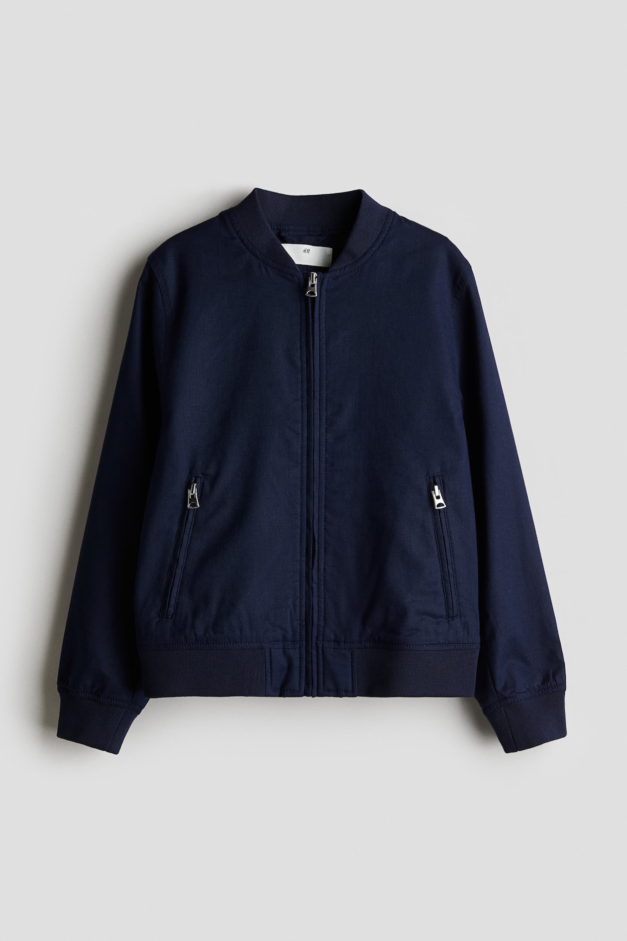 Linen Blend Bomber Jacket Navy blue Kids H&M AU