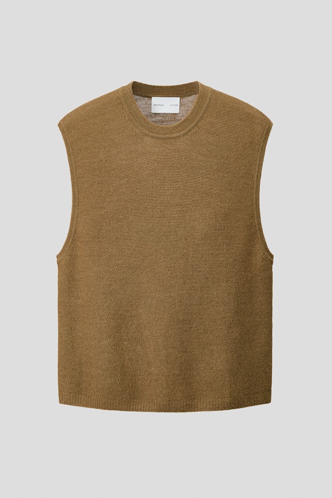 Loose Fit Purl-knit sweater vest - Brown - 1