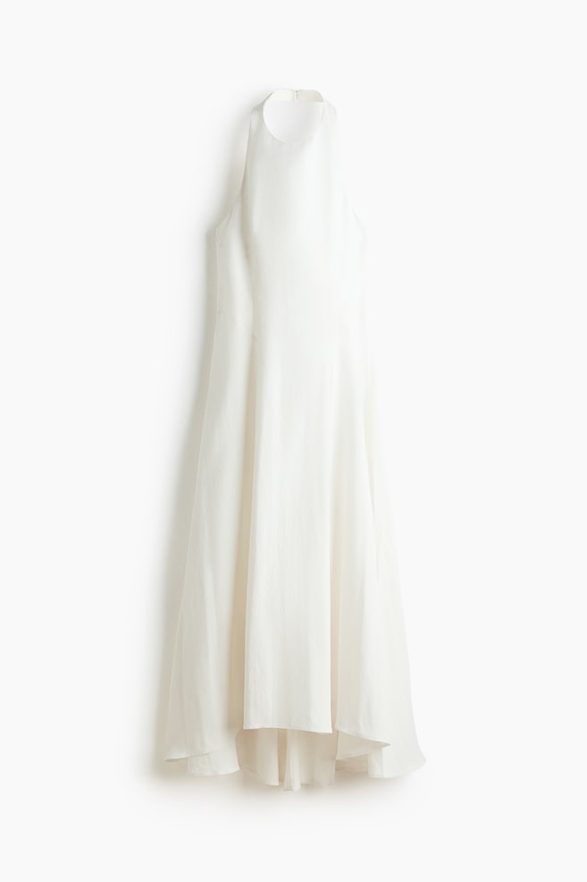 Flared-skirt halterneck dress - White/Black - 1