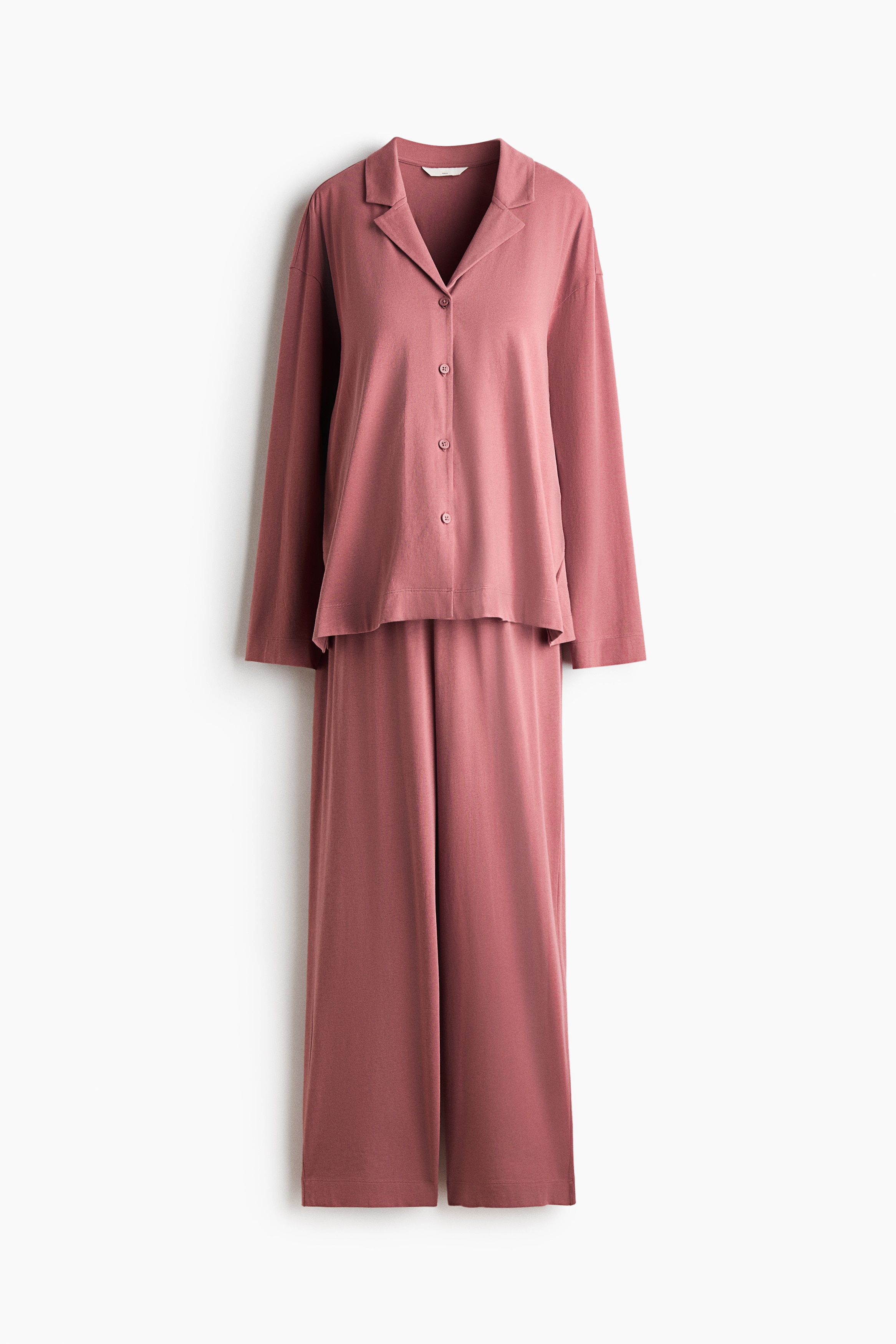 MAMA Pamuklu Pijama Takımı - Koyu tozlu pembe/Krem/Kalpler