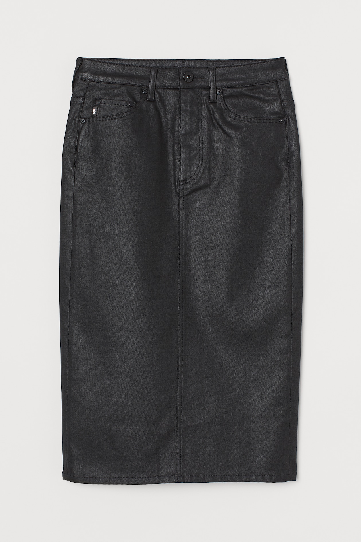 Shaping Denim Pencil Skirt - High waist - Midi - Black - Ladies | H&M US