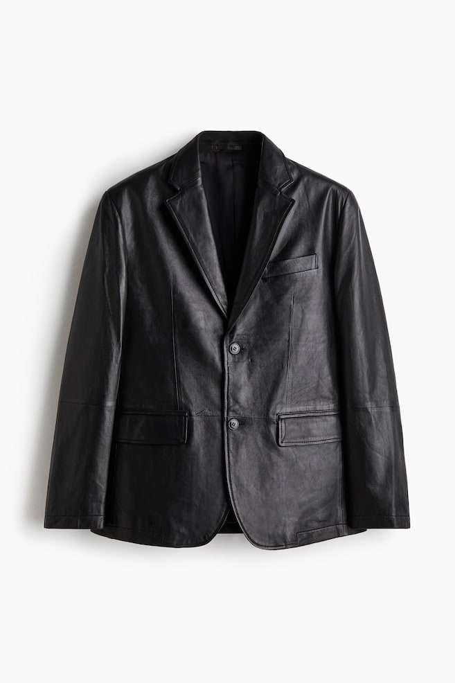 Veste Regular Fit en cuir - Noir - 1