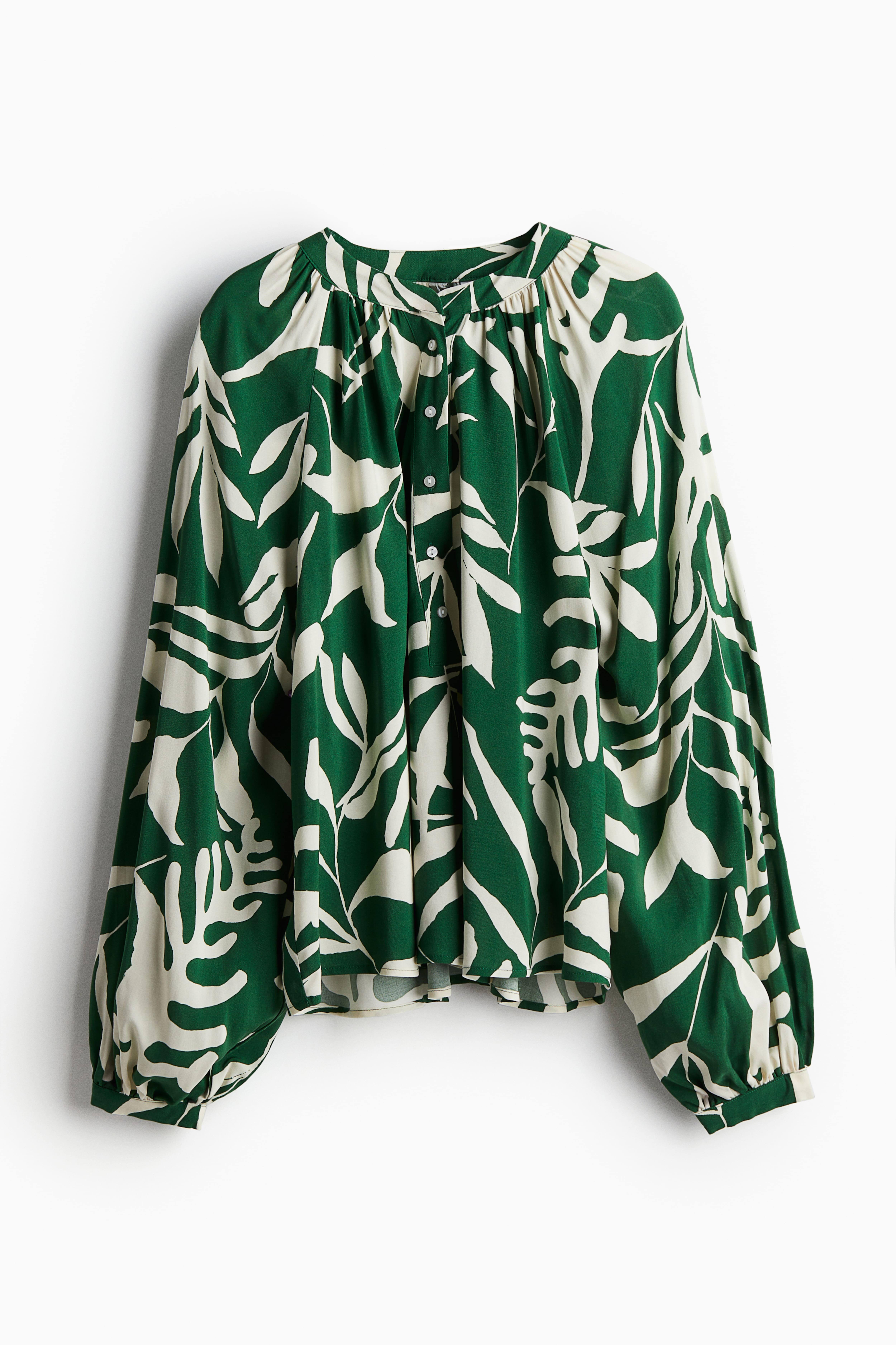 H&m green floral blouse hotsell