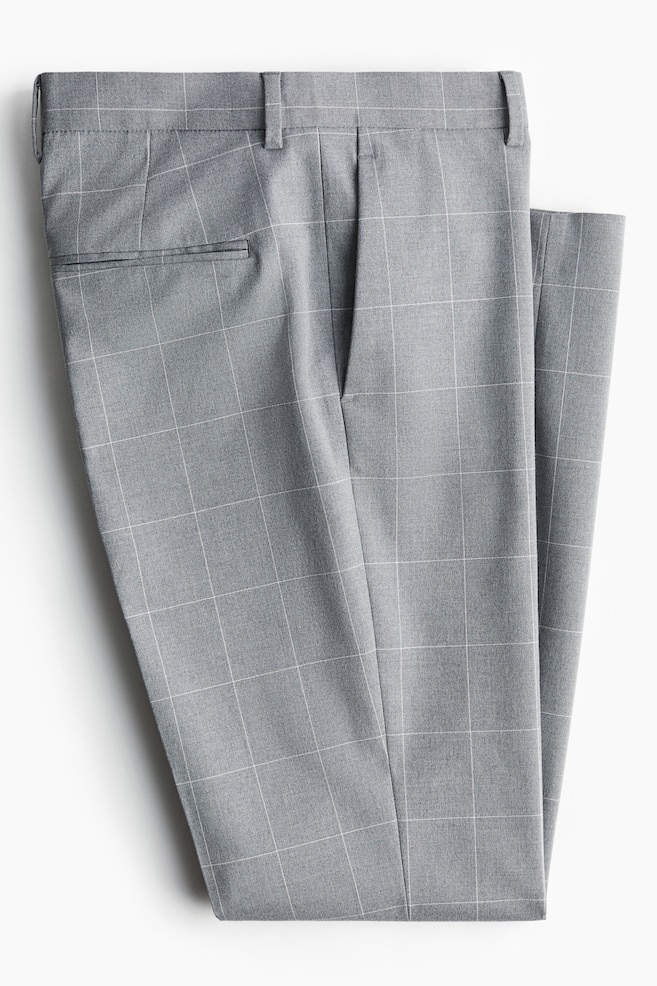 Spodnie garniturowe Slim Fit - Szary/Brązowy/Krata - 4