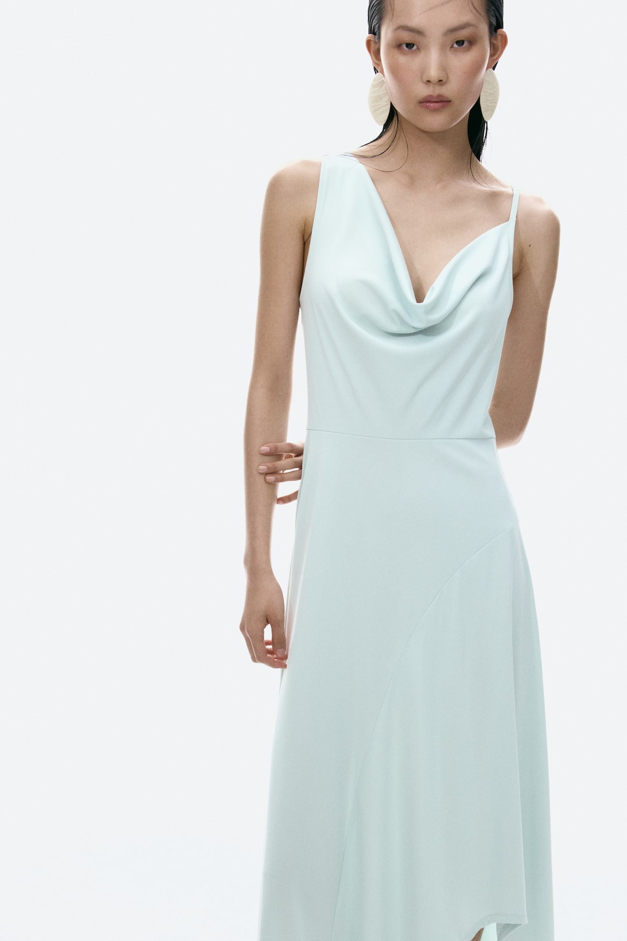 Asymmetric Cowl-Neck Dress - image 5