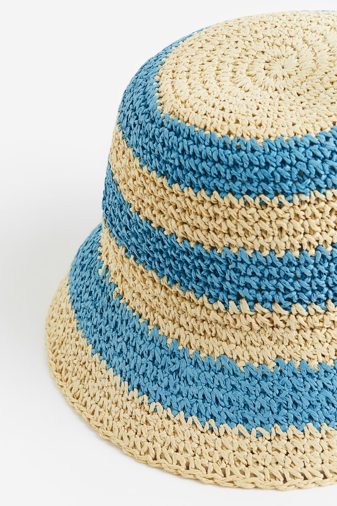 Crochet-look bucket hat - Beige/Turquoise striped/Beige/Striped/Light beige/Striped - 5