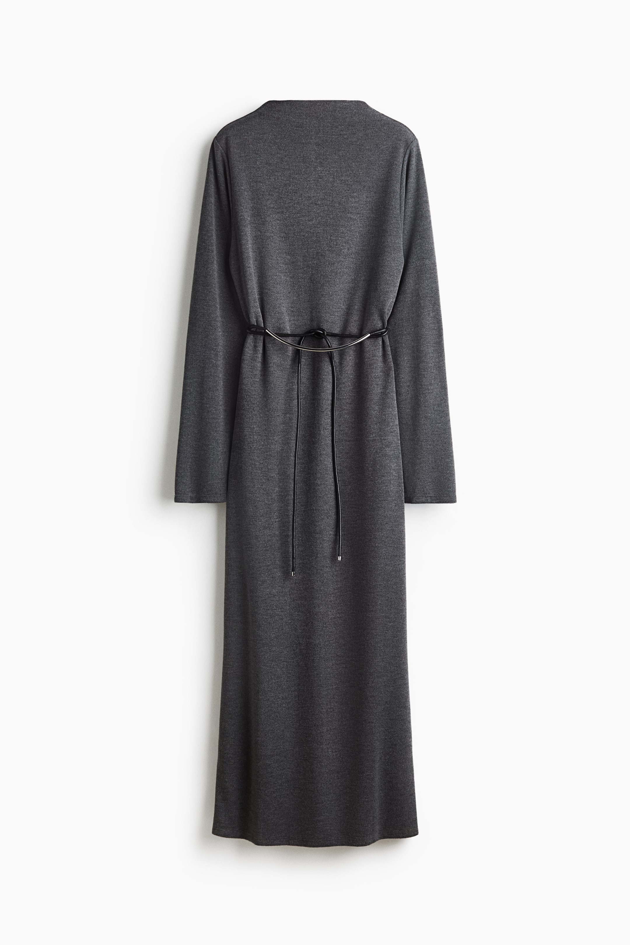 View larger image: Knitted tie-belt dress - Dark grey marl - Ladies | H&M 1