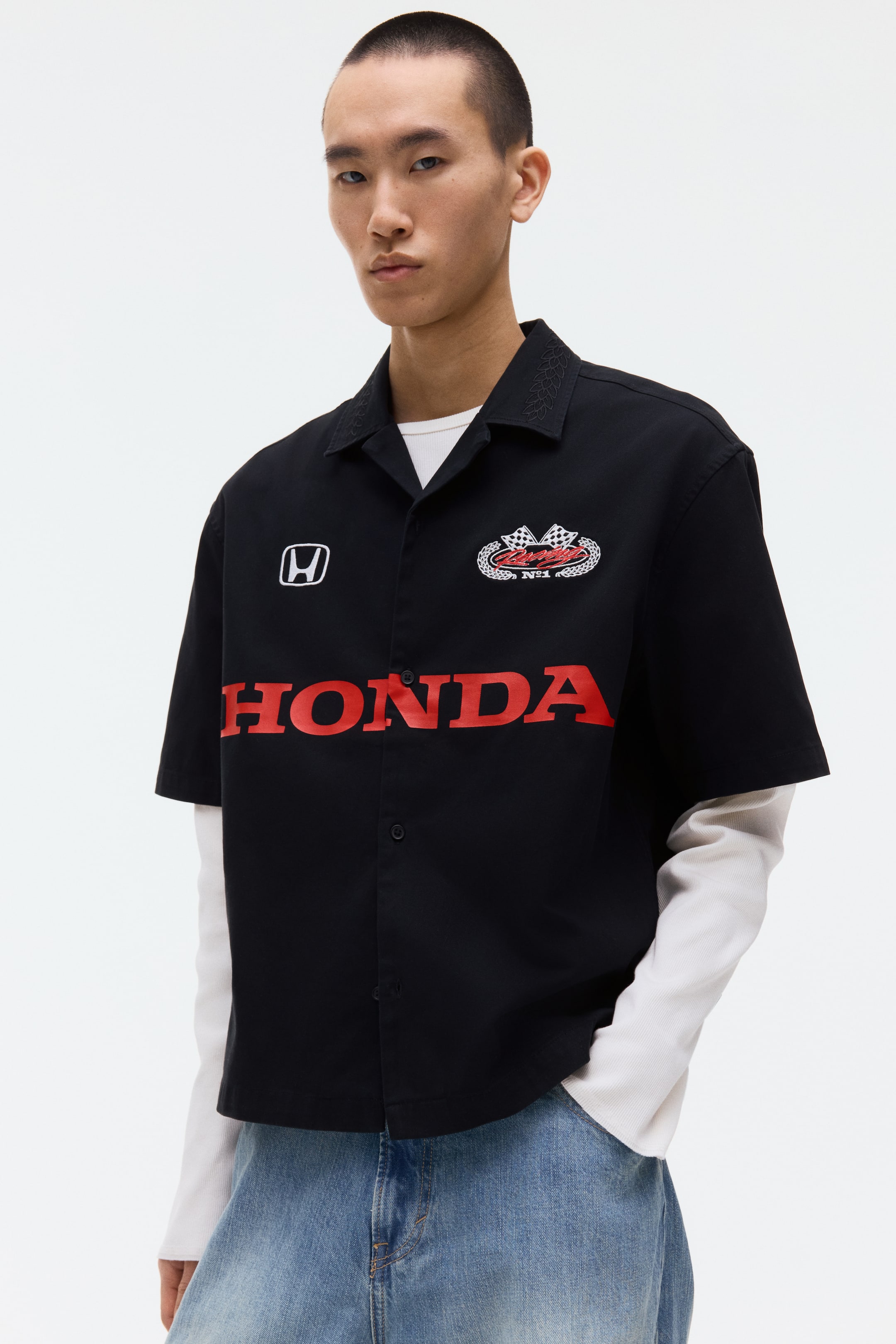 Ver imagen más grande: Camisa de algodón Relaxed Fit - Negro/Honda - HOMBRE | H&M ES 1