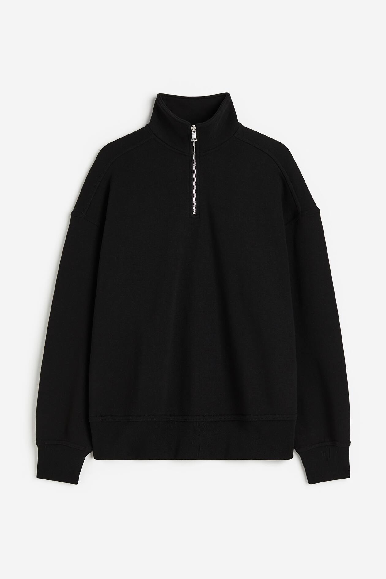 Oversized Fit Half-zip sweatshirt - Black - Men | H&M 