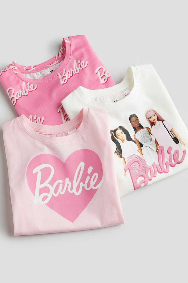 3-pack printed jersey tops - Pink/Barbie/Light purple/Paw Patrol/Pink/Disney/White/Frozen/dc/dc/dc - 4