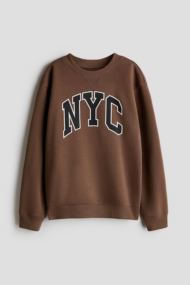 Printed brushed-inside sweatshirt - Brown/NYC/Cream/Make Today Epic - 1