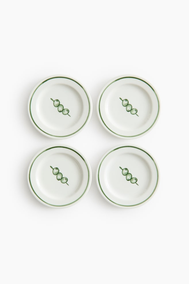 Talerzyk porcelanowy 4-pak - Zielony/Oliwki/Żółty/Cytryna/Pomarańczowy/Krab - 1