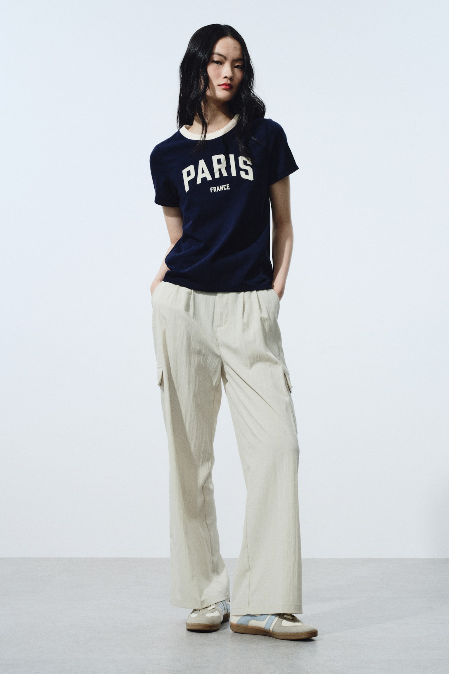 Printed cotton T-shirt - Navy blue/Paris/White/Horse - 4