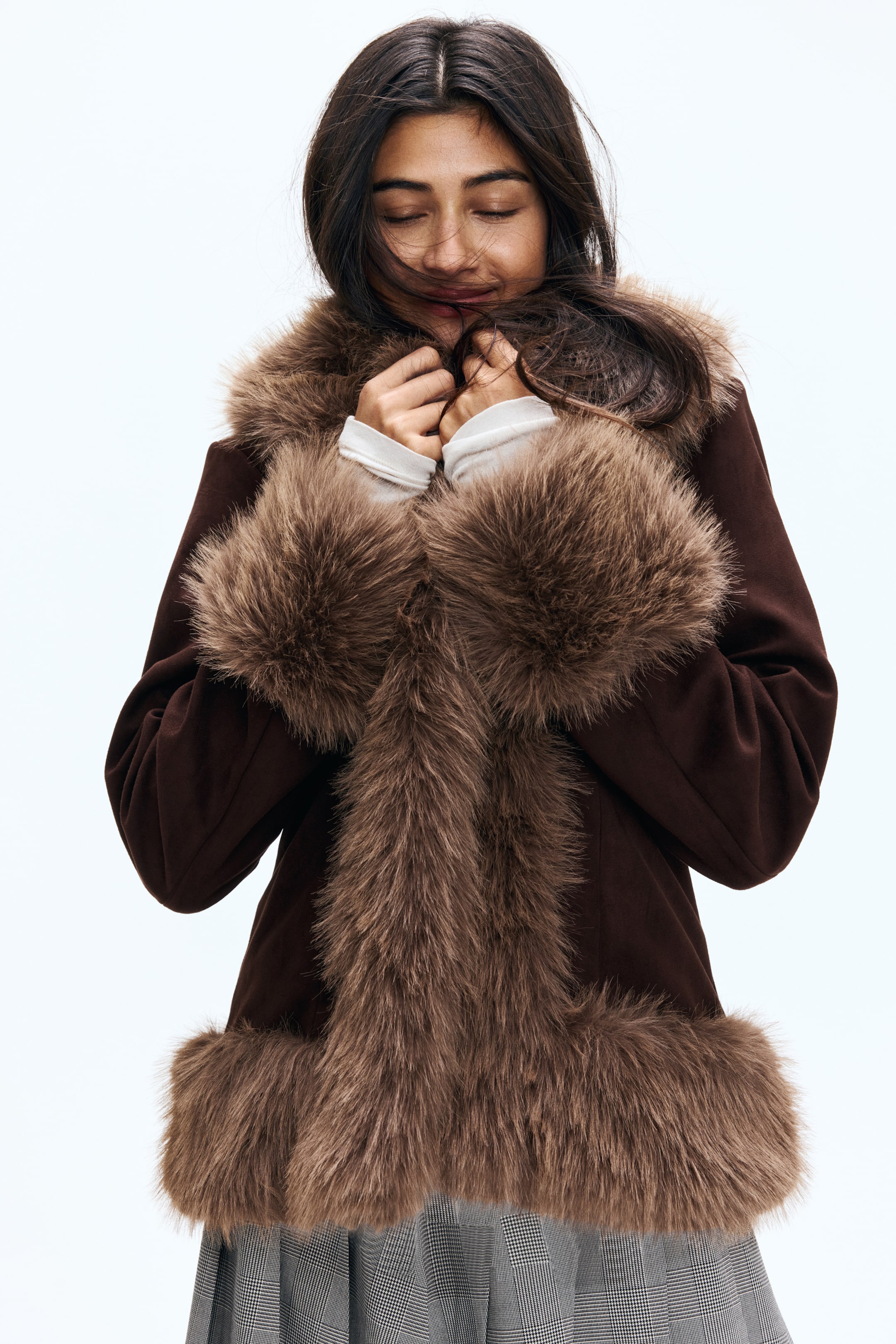 View larger image: Fluffy-trimmed jacket - Dark brown - Ladies | H&M IE 2