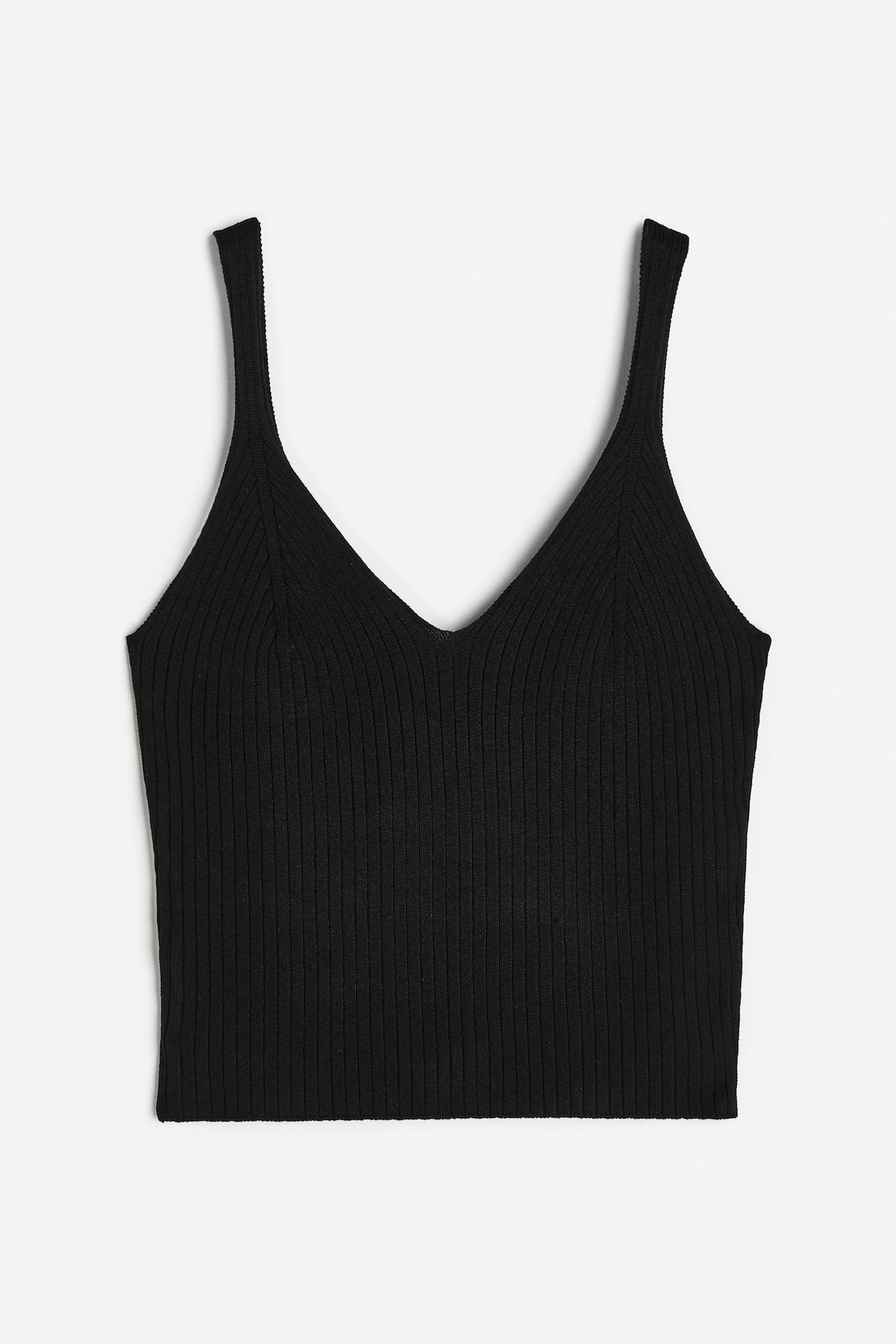 Rib-knit Tank Top - V-neck - Sleeveless - Black - Ladies | H&M US