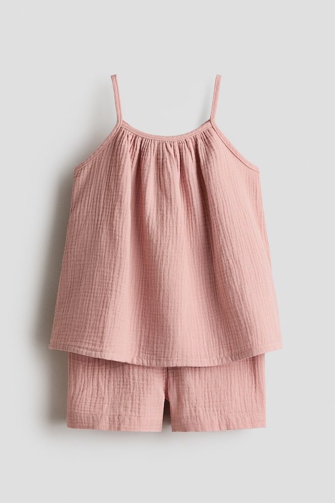 2-piece cotton muslin set - Dusty pink/Cream/Floral - 1