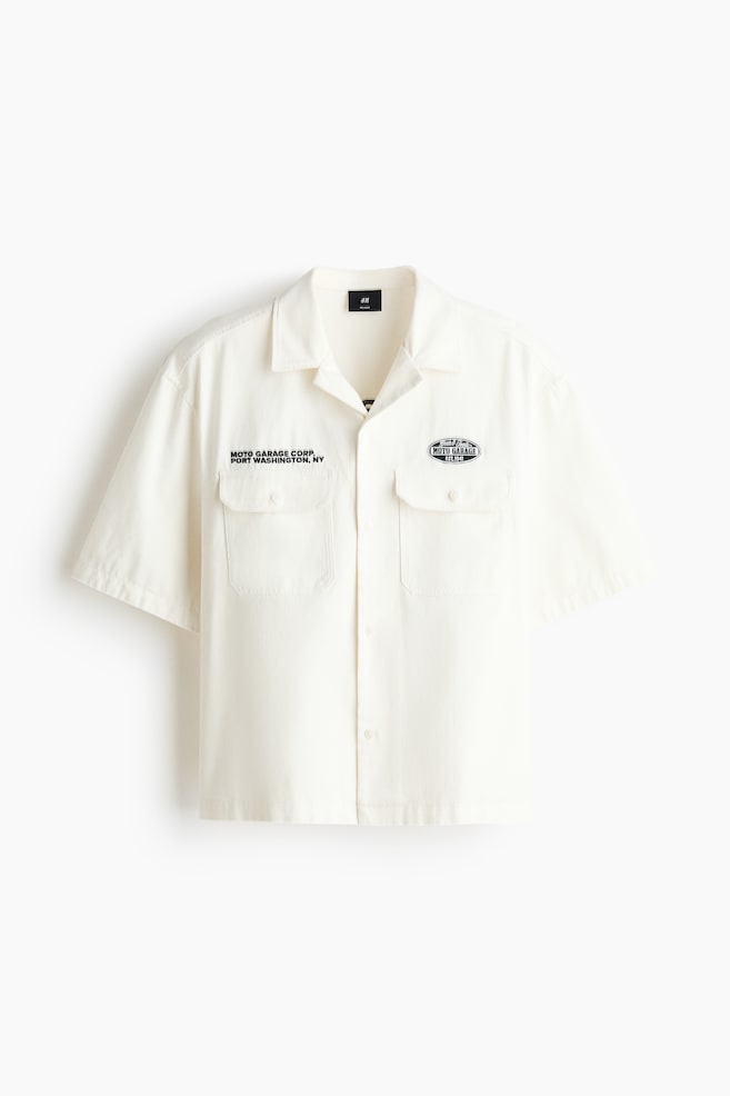 Relaxed-Fit Short-Sleeved Utility Shirt - White/Moto Garage/Navy blue/Not for Ceremony/Dark gray/Service Garments - 1
