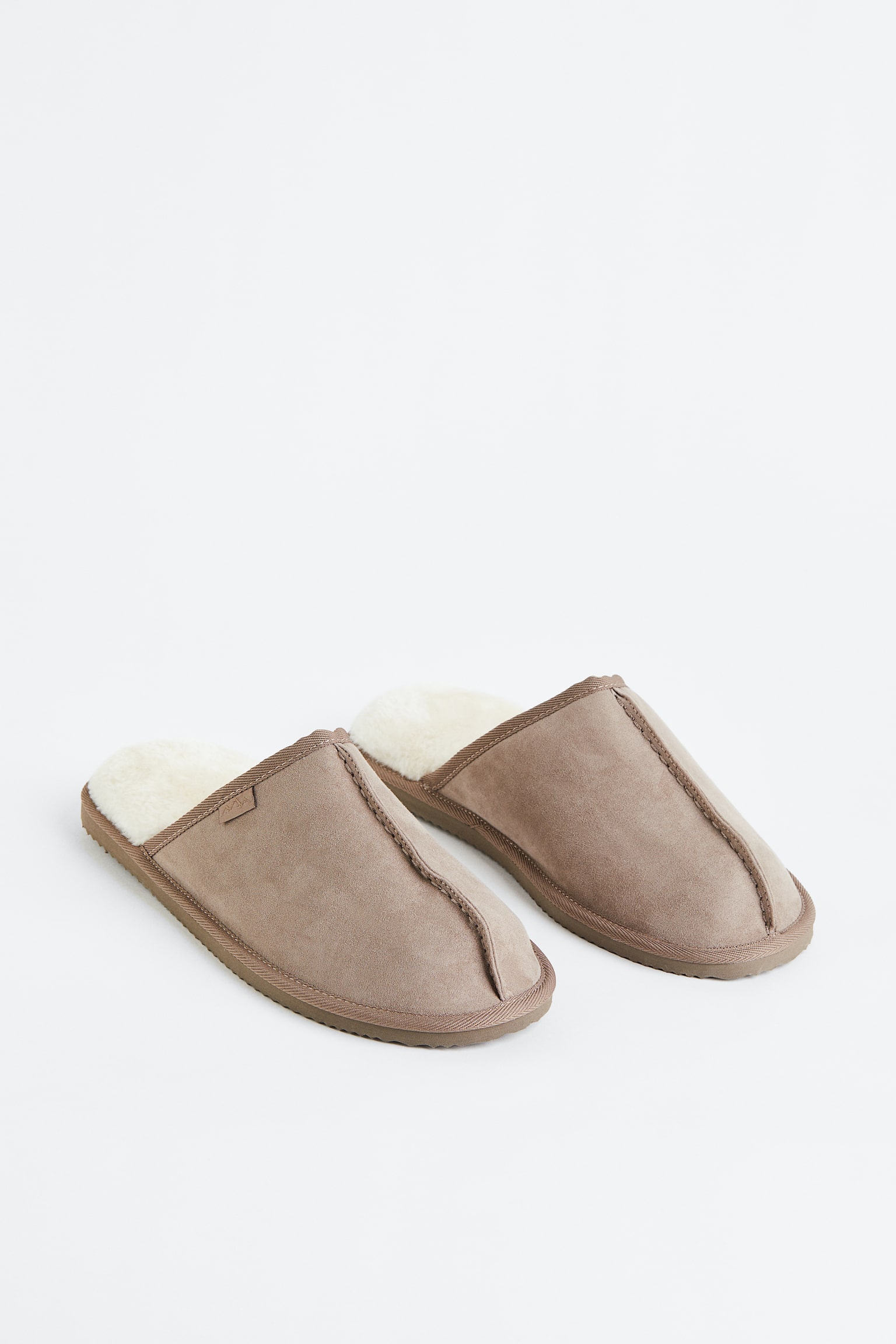 Pile-lined slippers - Greige/Dark grey/Black/Brown - 4