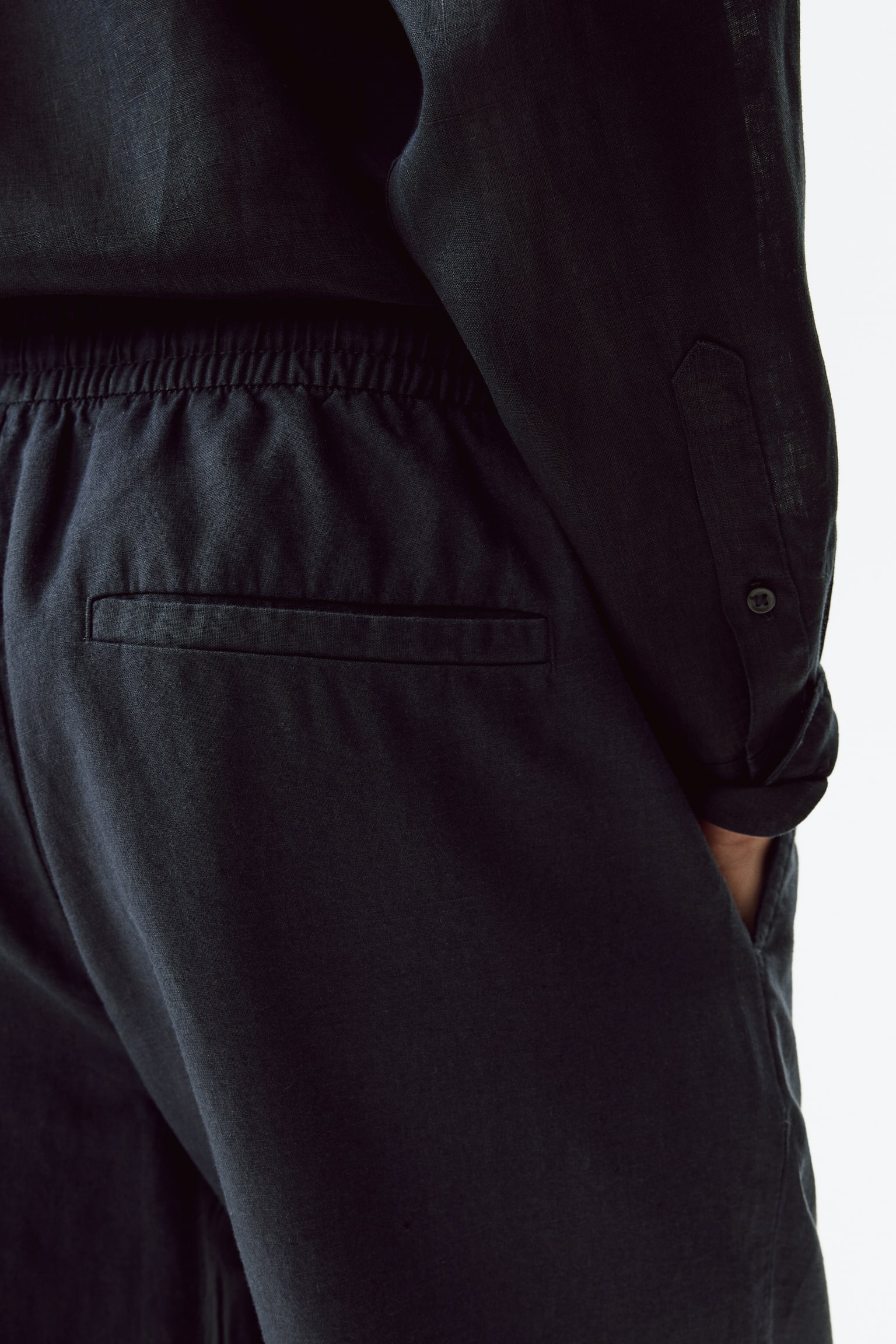 Regular Fit Linen-blend trousers - Navy blue/Light beige/White/Black/Dark brown - 4