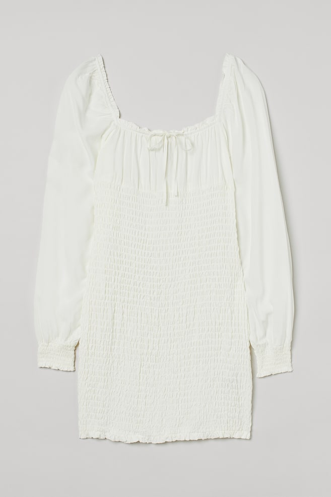 Robe à smocks - Blanc - 1