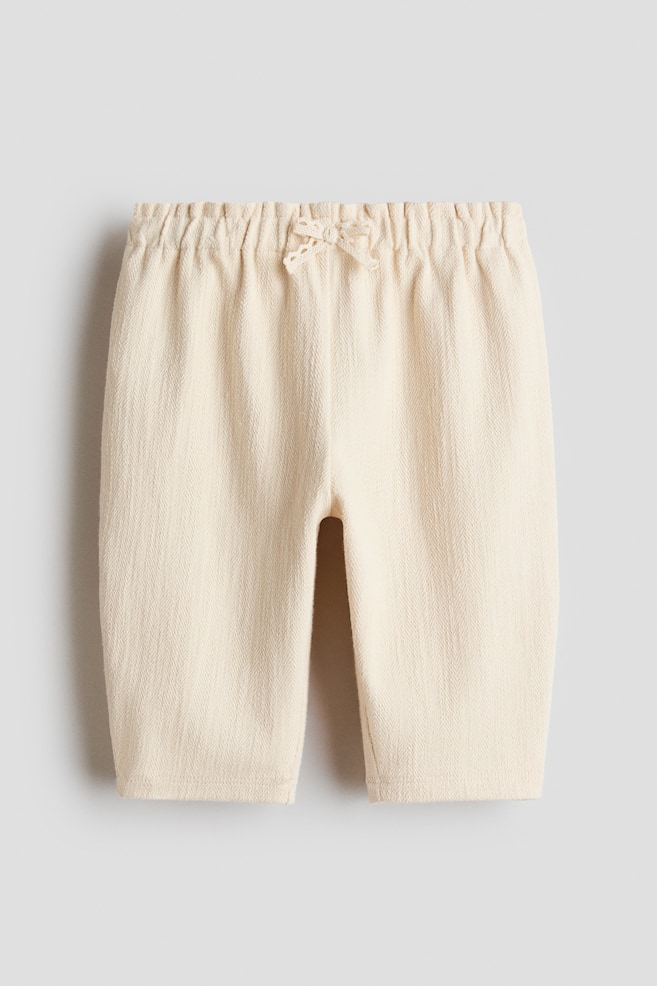 Textured cotton trousers - Light beige - 1